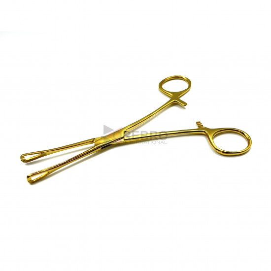 Mini Pennington Forceps, Slotted- Gold Oxide Coated