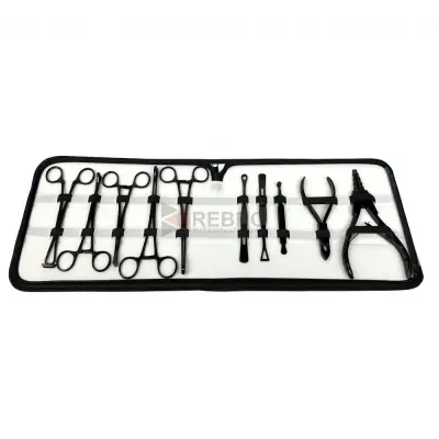 Body Piercing Tools Kits (10 PCS)- Black Oxide Coated